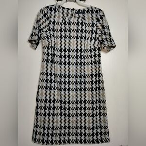 Tommy Hilfiger (Size 6) Multicolored Houndstooth Pattern SS Stretch Sheath Dress